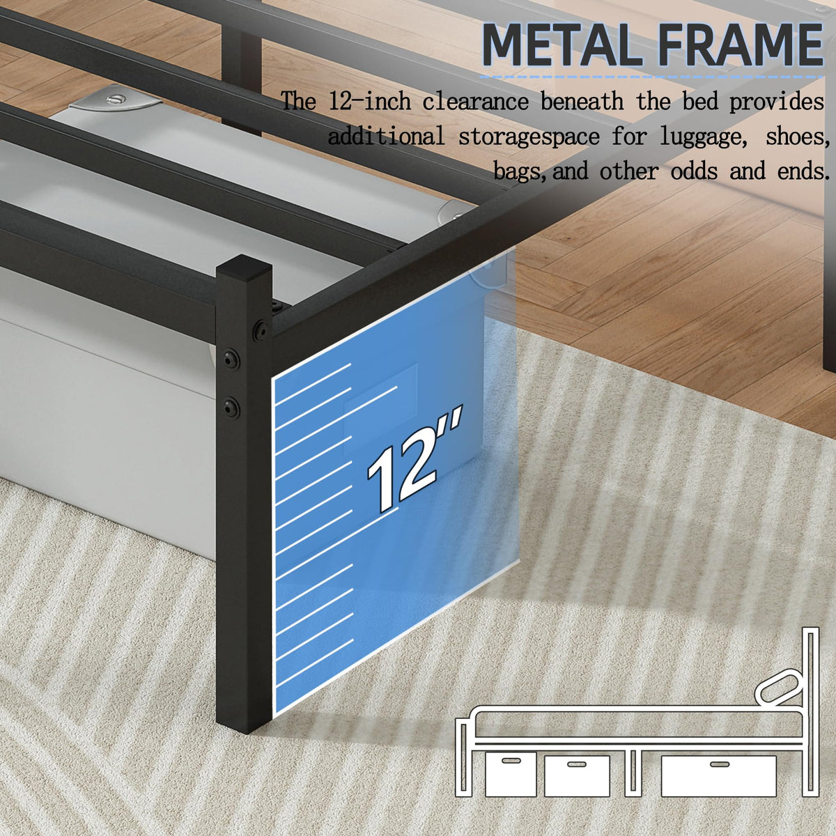 Black Full Size Bed Frame J313