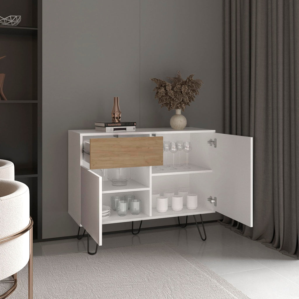 39" Wide Console Table with Two Cabinets, One Drawer and Four Shelves I485