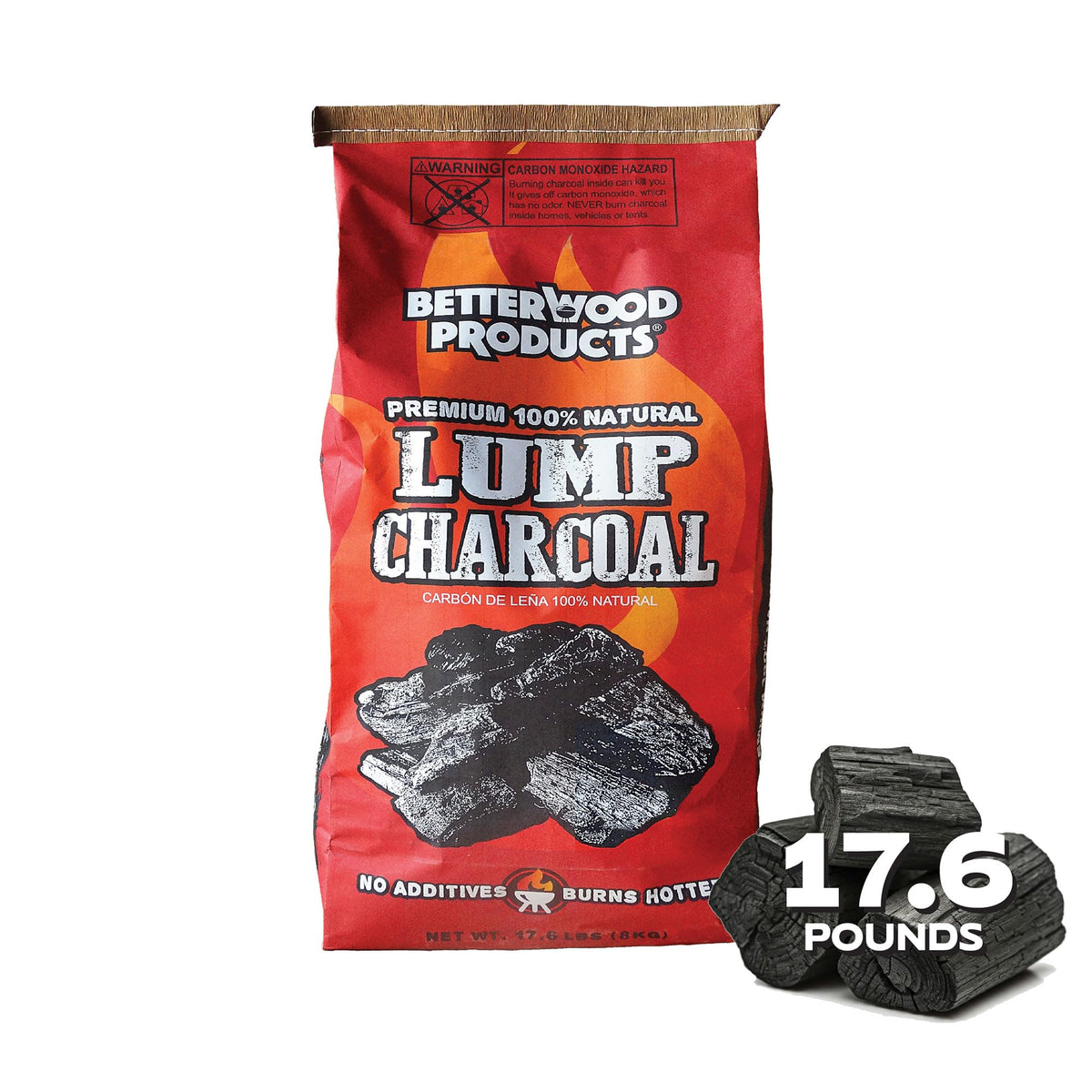 100% All Natural Hardwood Lump Charcoal 17.6 Pounds R16236