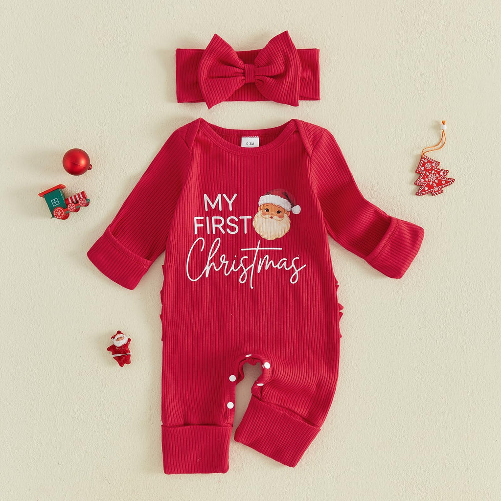 Baby Girl Long Sleeve Romper Headband V5484