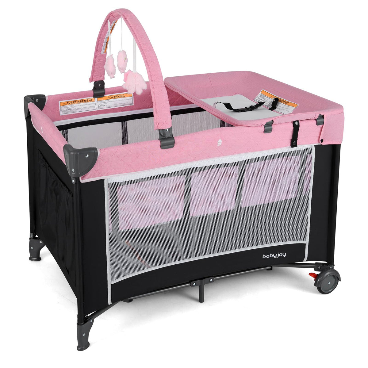 3 in 1 Pink Pack and Play Baby Crib Bassinet P99474