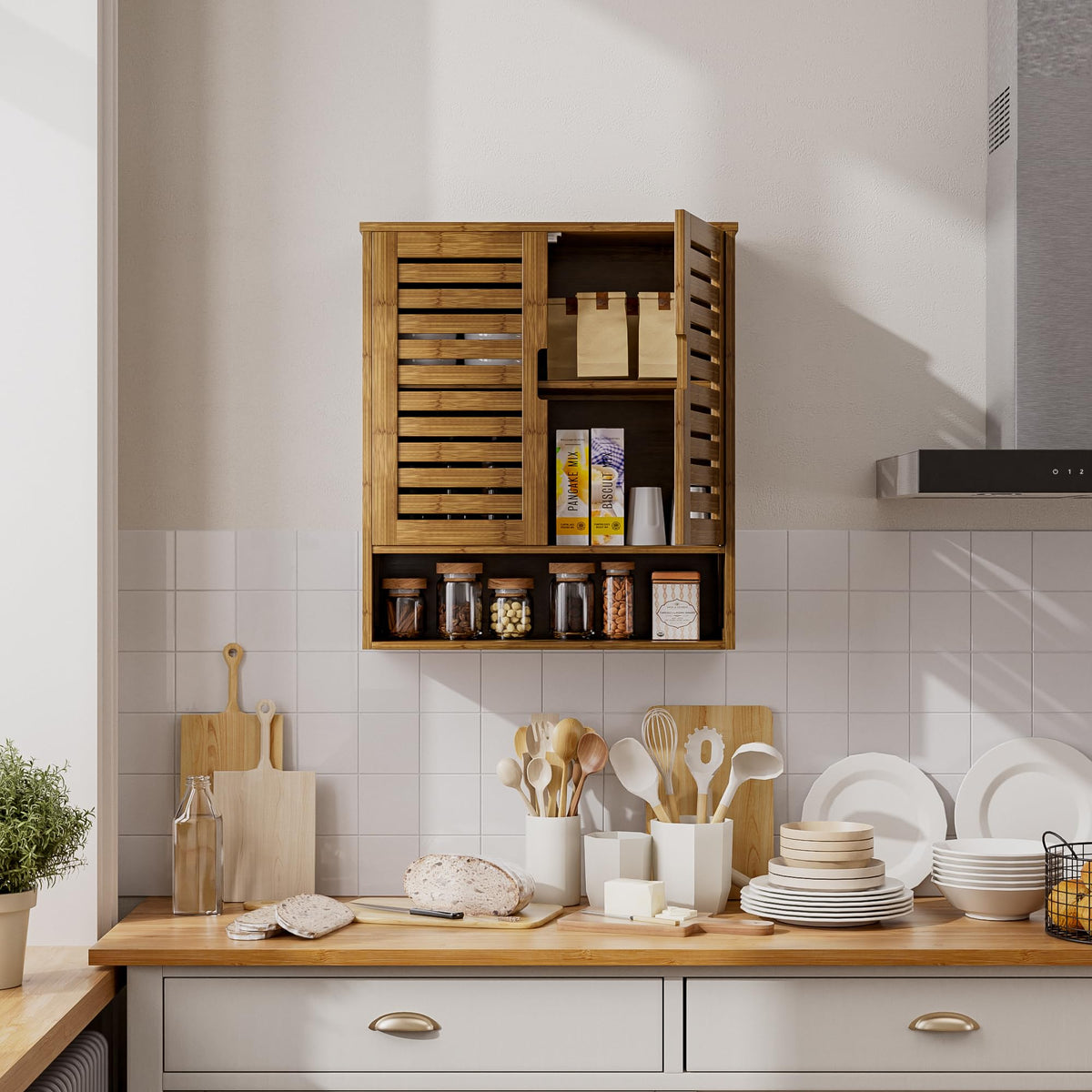 Bamboo Over-The-Toilet Storage Cabinet with 2 Door U761