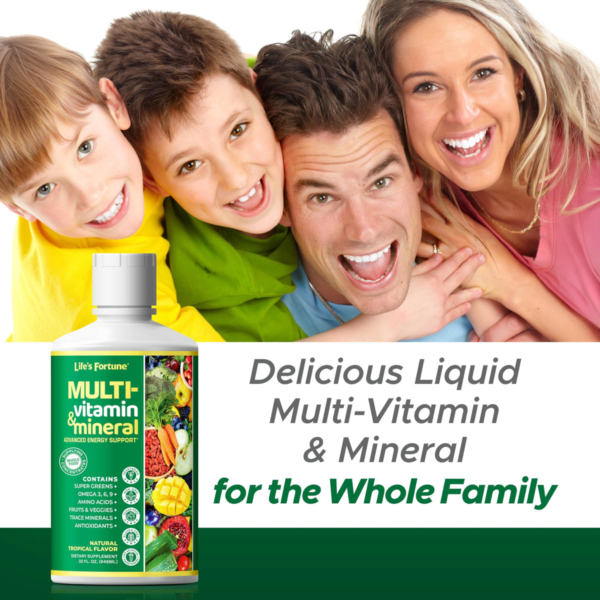 Liquid Multivitamin 90+ Nutrients Sugar Free Tropical Flavor 32 oz X895277