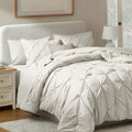 Off White Pinch Pleated 9 Piece King Comforter Set A123