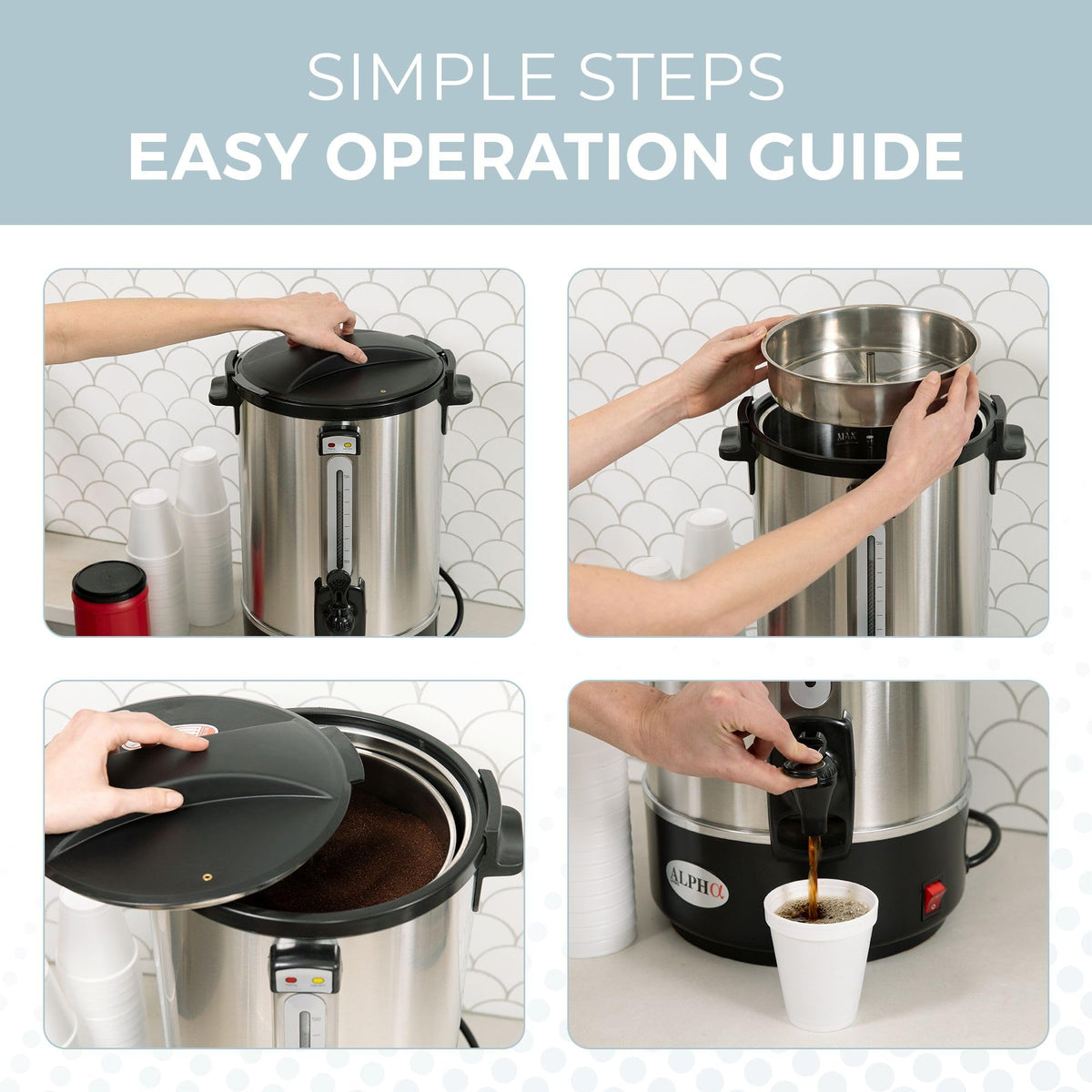 100 Cups Stainless Steel Electric Coffee Urn S343