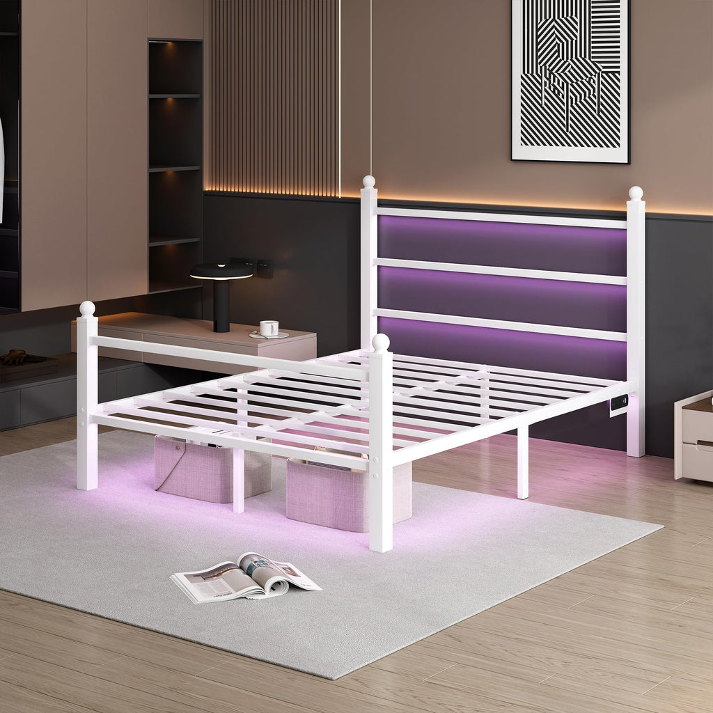 White Full Size Bed Frame with Headboard and Footboard G788