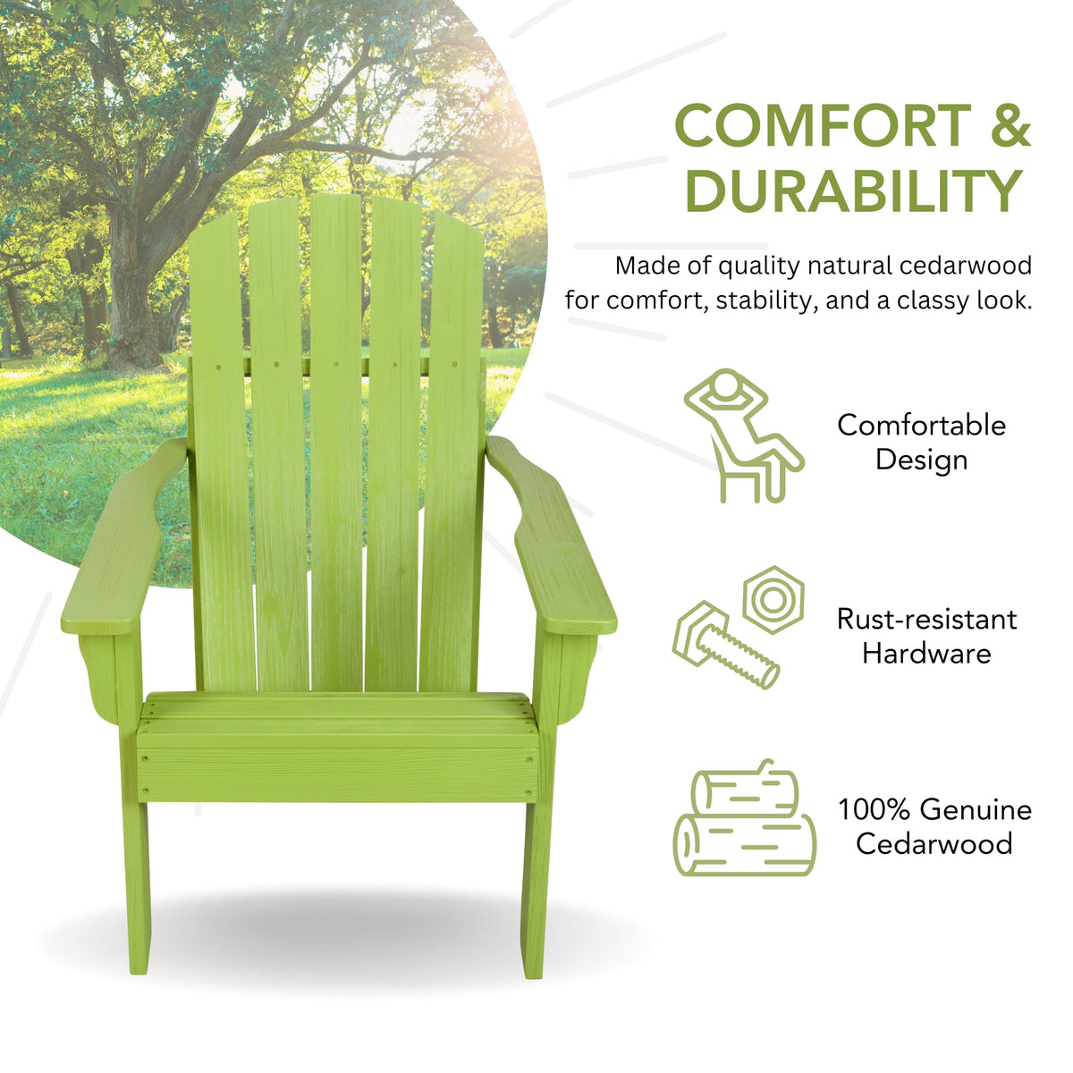 Lime Green Wooden Adirondack Chair D5886