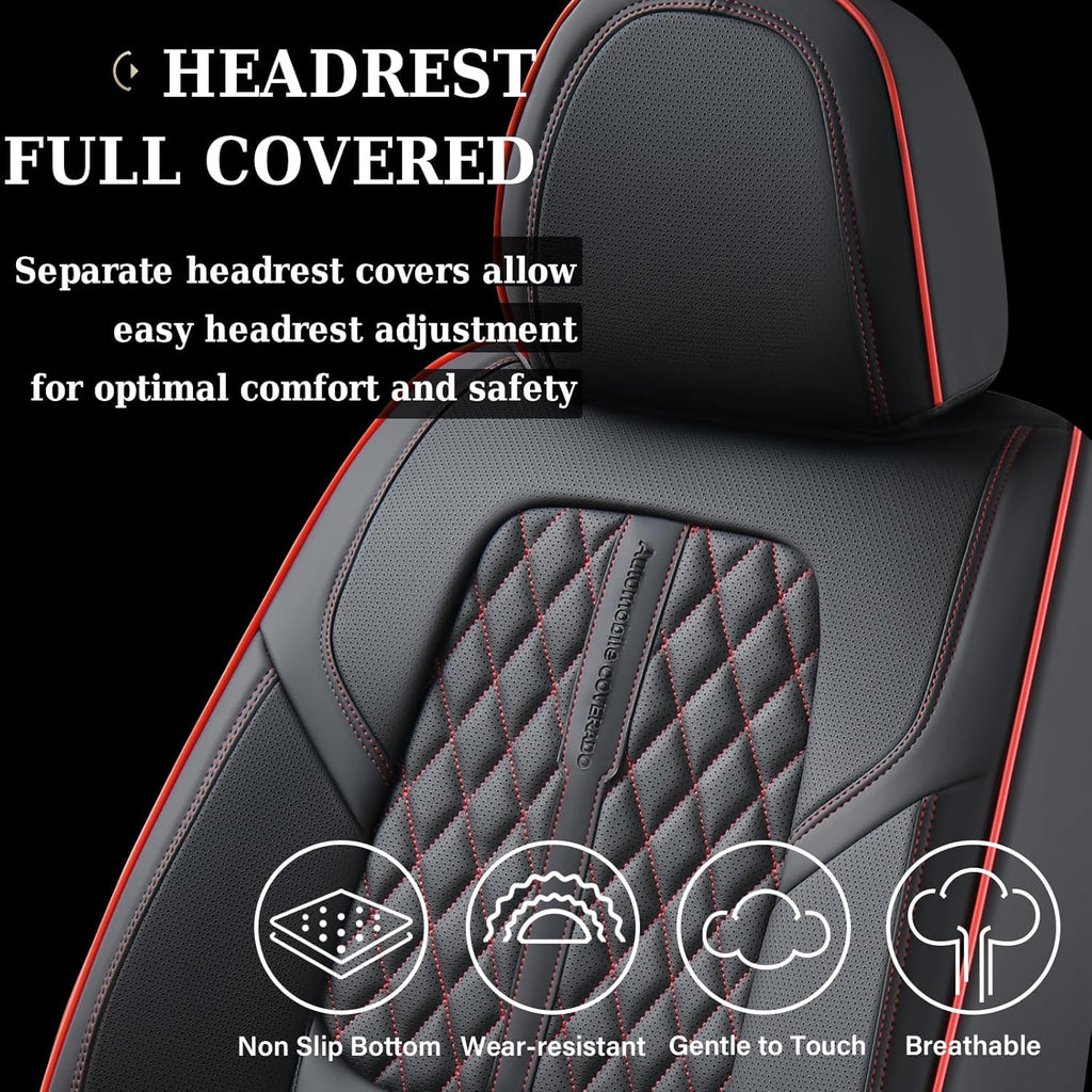 Black Nappa Leather Car Seat Covers Full Set J914923