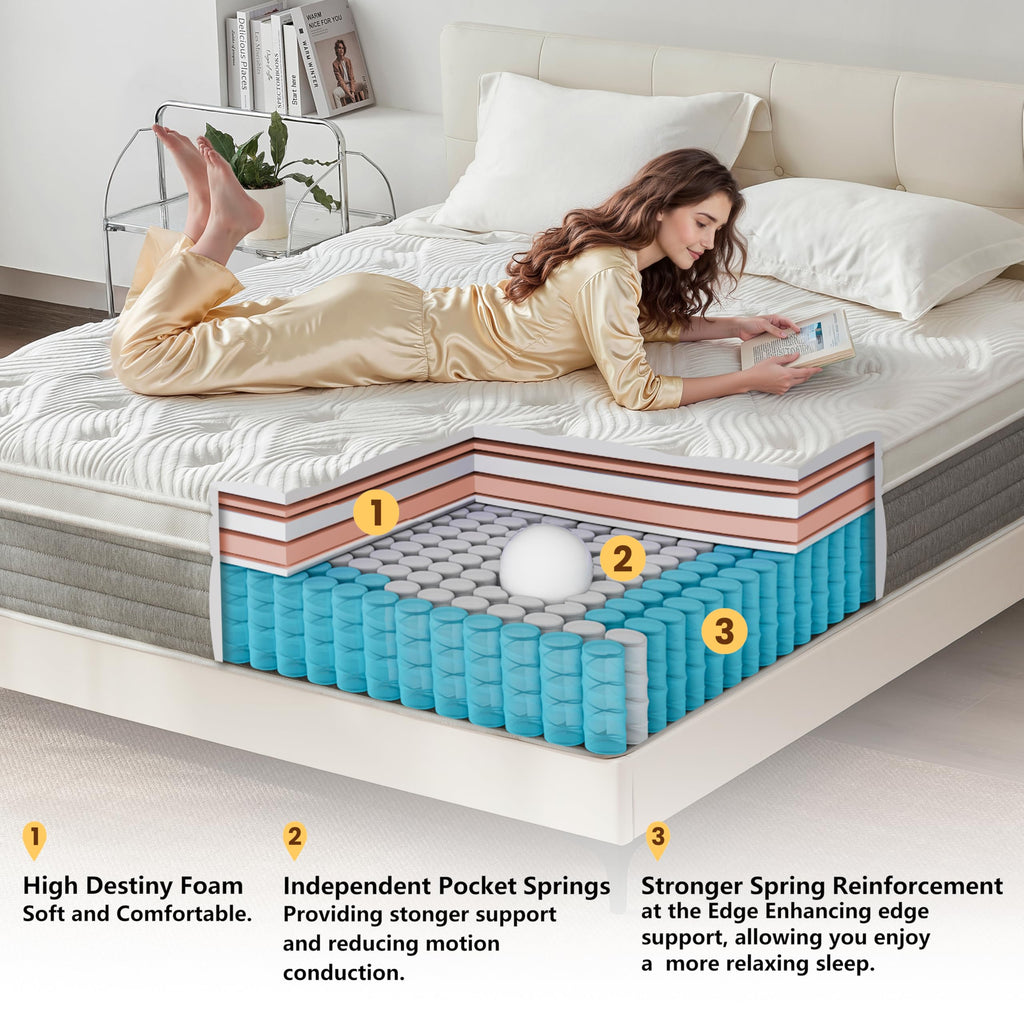 12 Inch Medium Firm Full Size Hybrid Mattress in a Box L589930