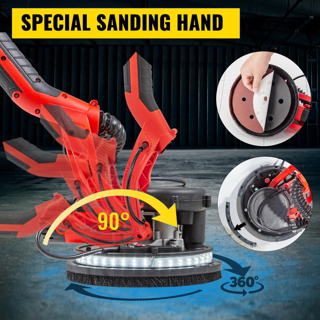 850W Variable Speed Electric Drywall Sander with Vacuum Bag H3729