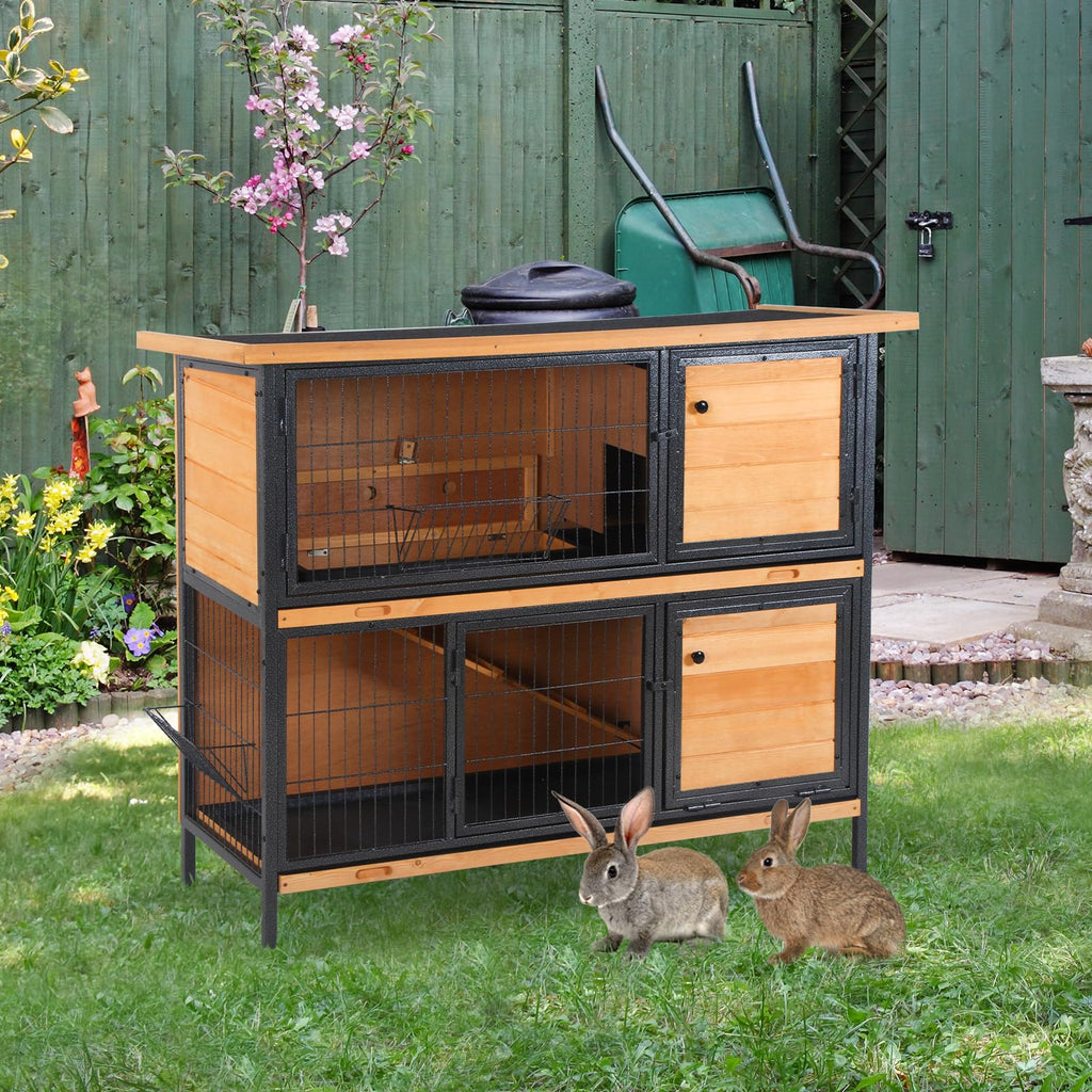 48" 2-Story Rabbit Hutch with Metal Frame G8449
