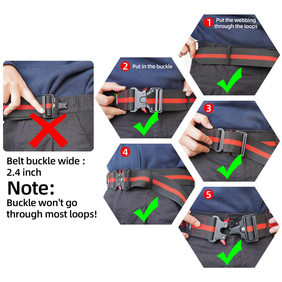 2" Nylon Web Work Tool Belt with Quick Release Metal Buckle K7190
