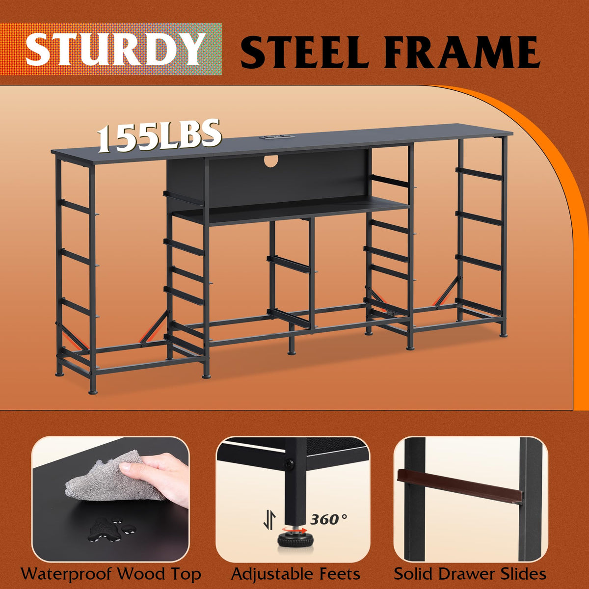 Black 12 Drawer LED Dresser TV Stand F654