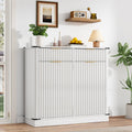 White 20 Gallon Tilt Out Trash Cabinet with Charging Station and 2 Drawers U2441