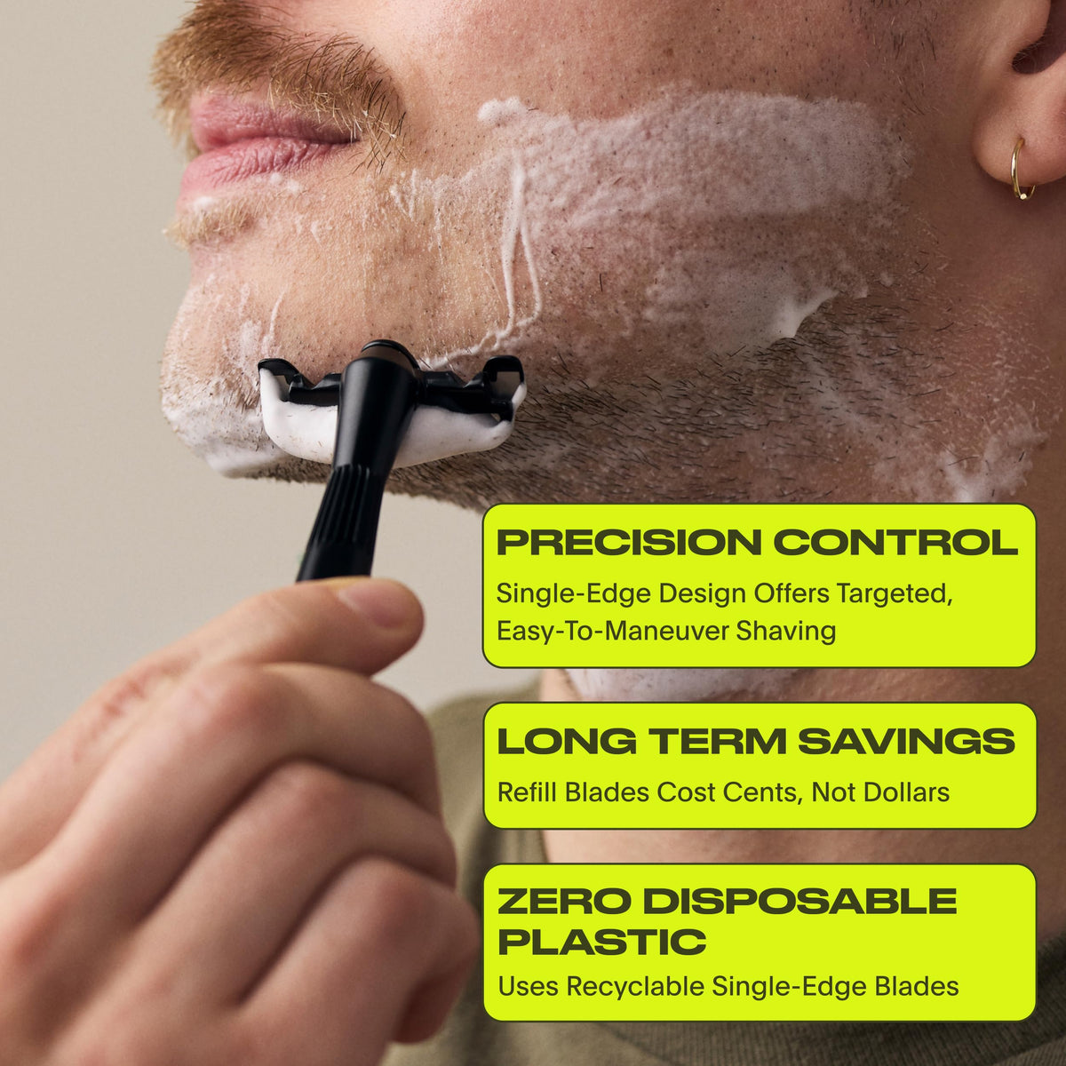 Black All-Metal Single Blade Razor V720654