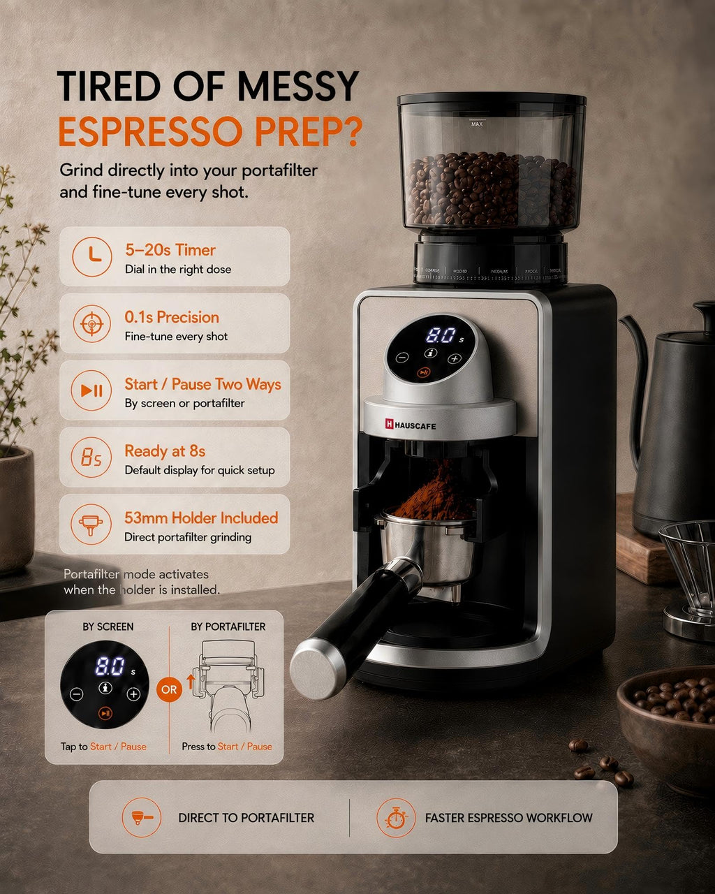 Electric Burr Coffee Grinder with 51 Grind Settings U251