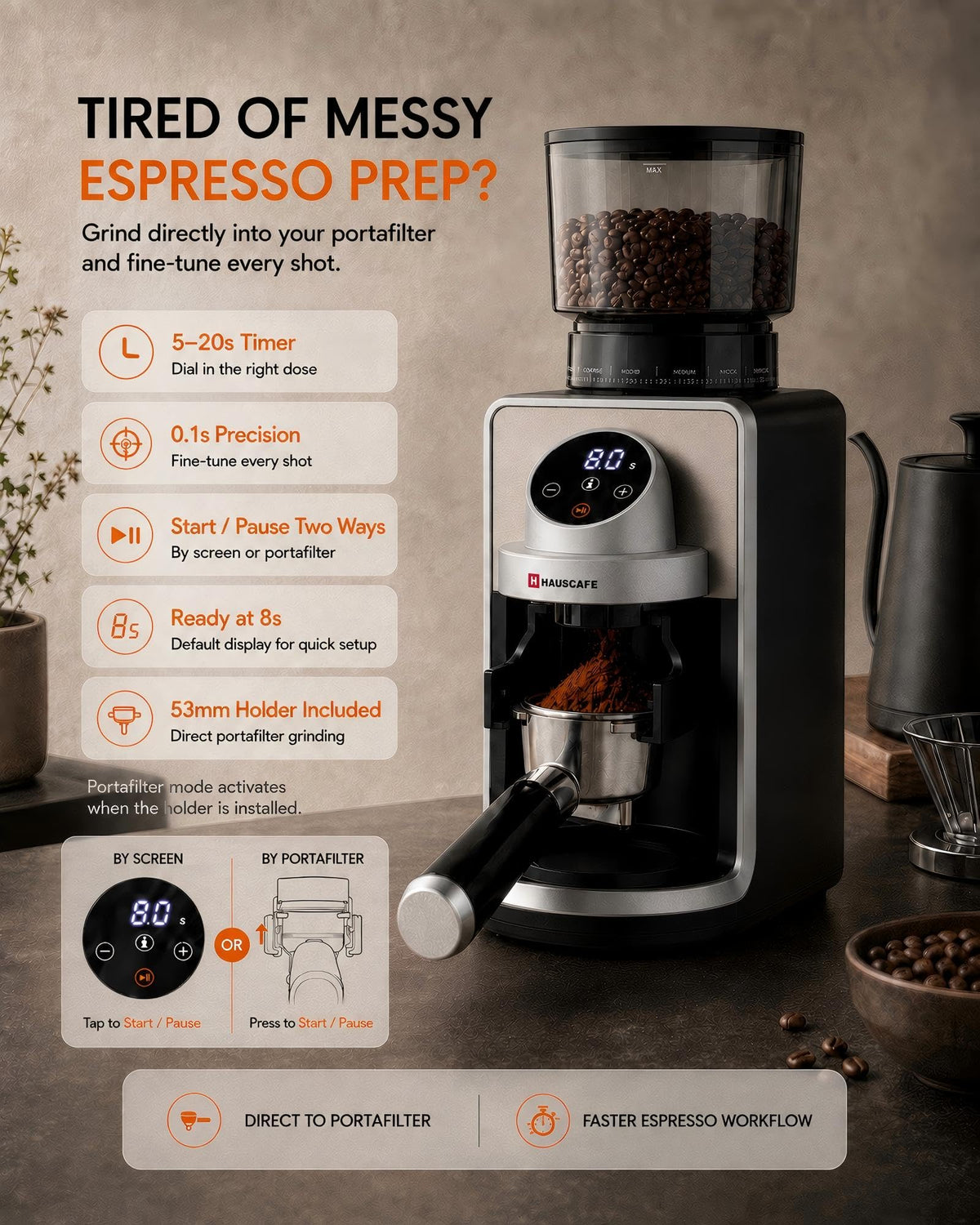 Electric Burr Coffee Grinder with 51 Grind Settings U251