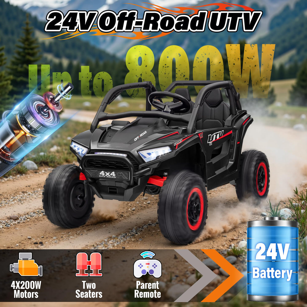 24V 2 Seater 4X4 Off-Road UTV Ride on Car E42248