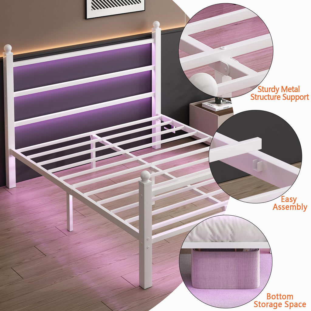 White Full Size Bed Frame with Headboard and Footboard G788