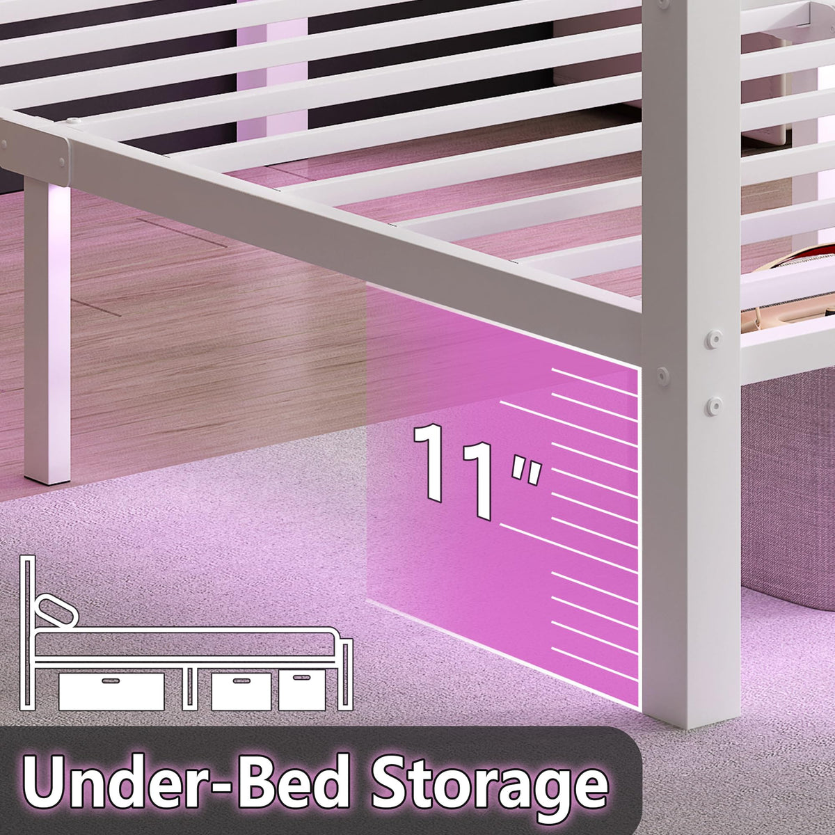 White Full Size Bed Frame with Headboard and Footboard G788
