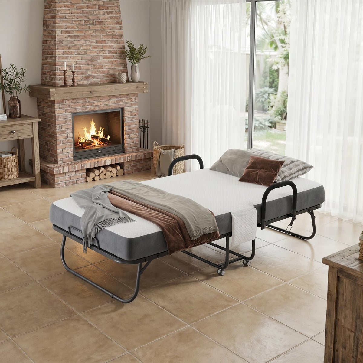 Twin Size Folding Bed with Memory Foam Mattress Z778