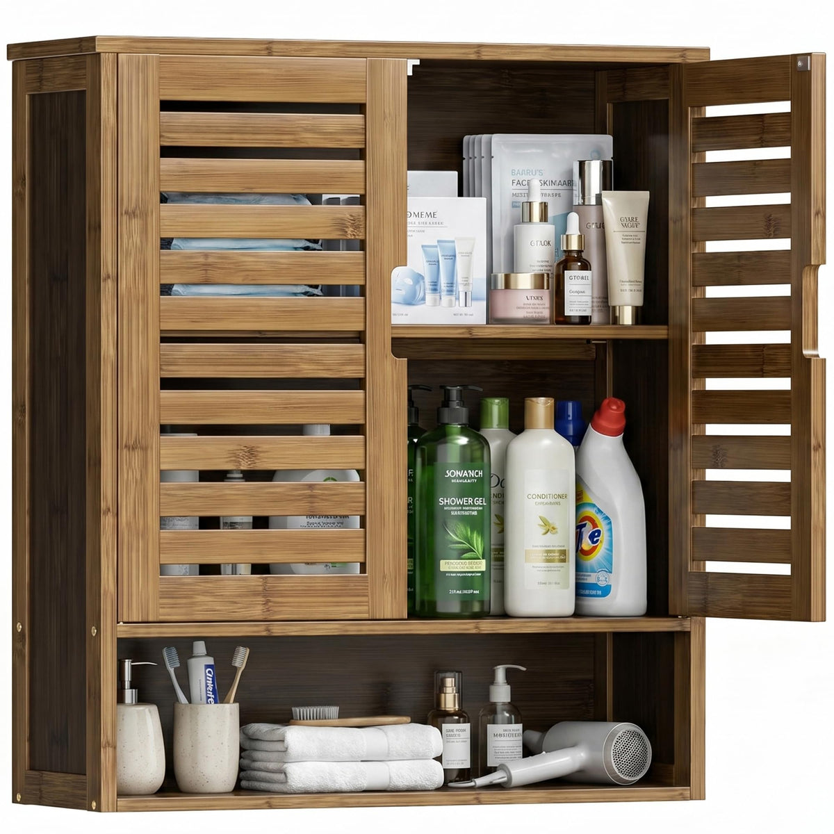 Bamboo Over-The-Toilet Storage Cabinet with 2 Door U761