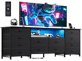 Black 12 Drawer LED Dresser TV Stand F654