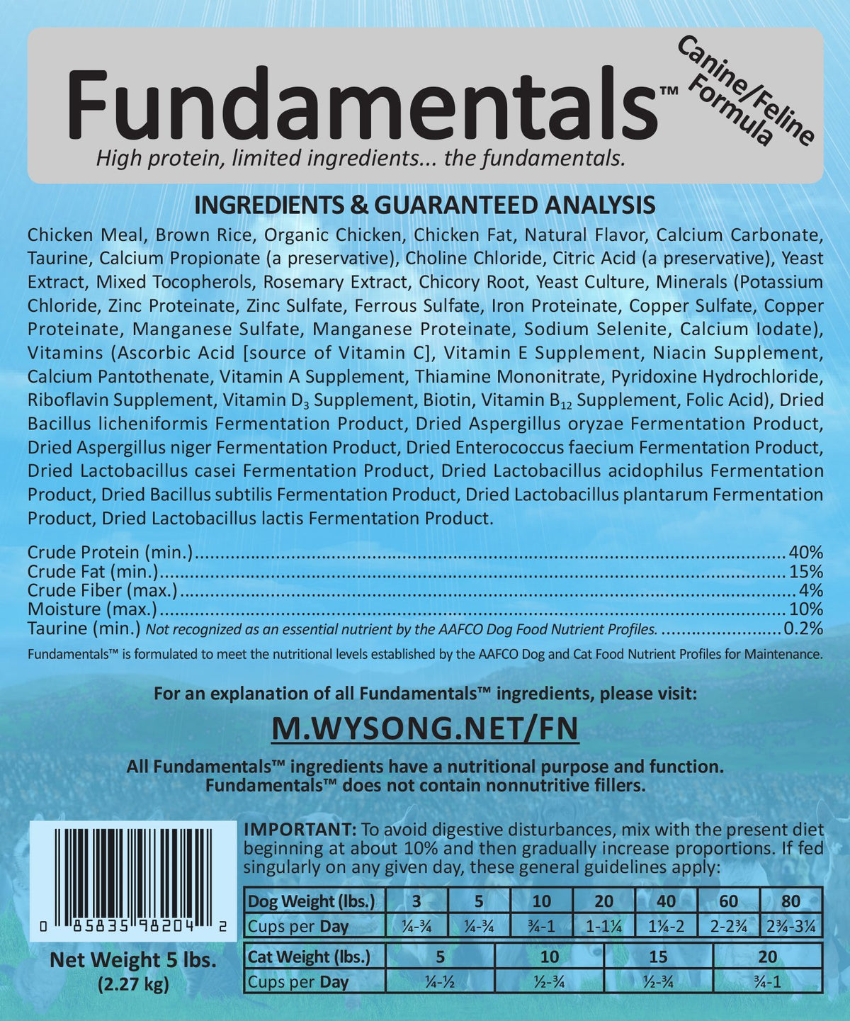 Dry Dog/Cat Food, 5 lb W935