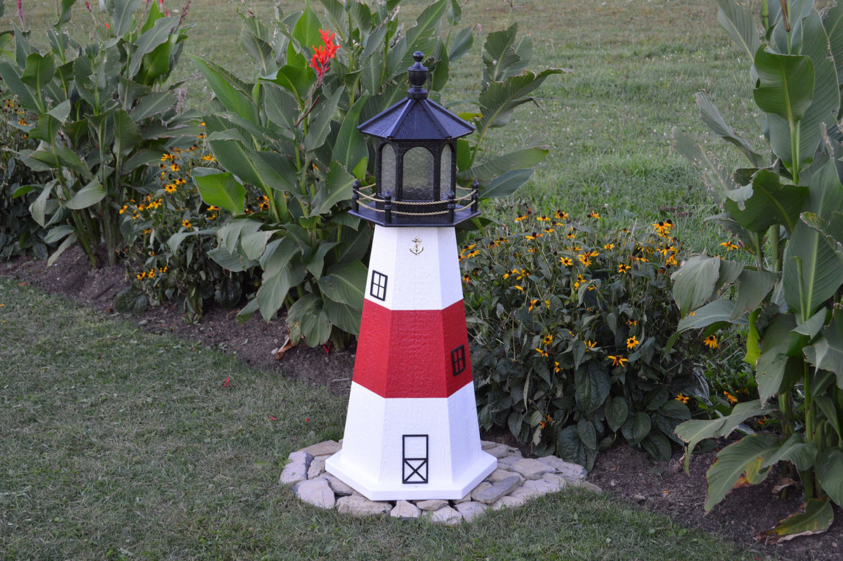 Amish-Made 39" Tall Solar-Powered LED Lighthouse K57151