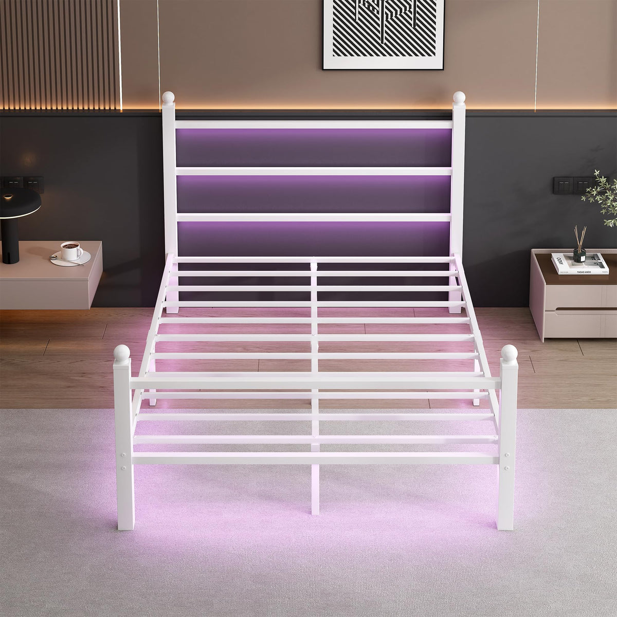 White Full Size Bed Frame with Headboard and Footboard G788