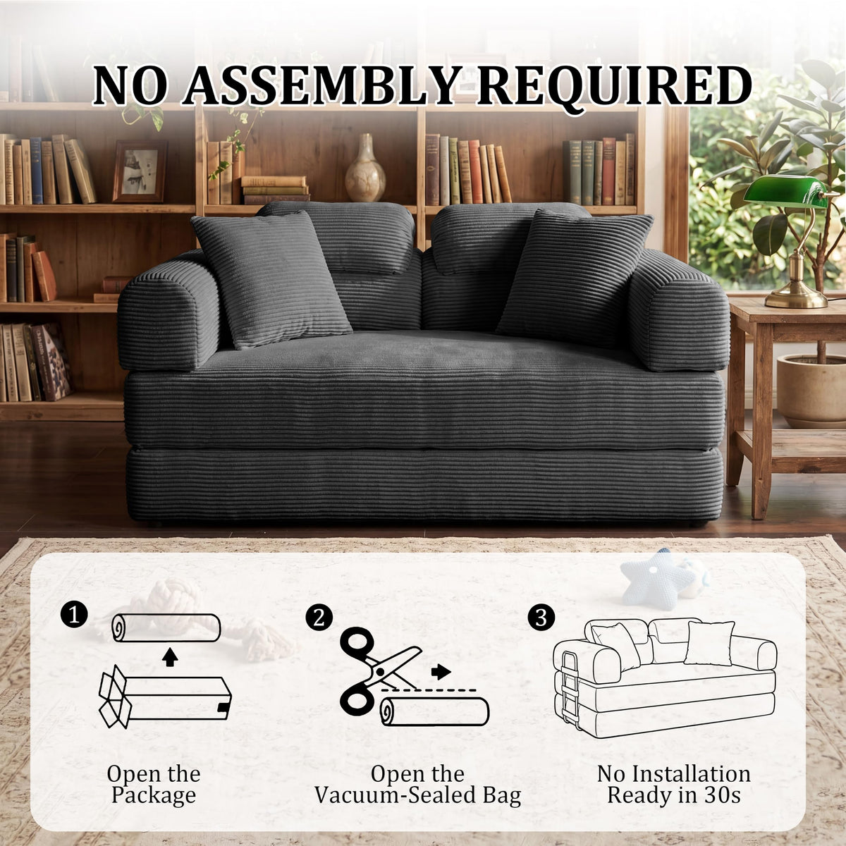 Pink Convertible Sofa Bed with 4 Pillows W136953