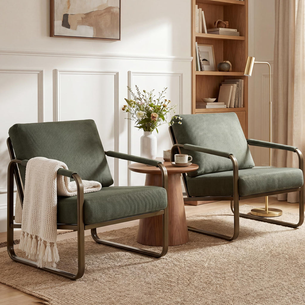 Set of 2 Green Fabric Accent Chair S6613