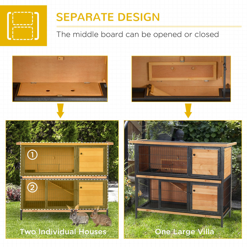 48" 2-Story Rabbit Hutch with Metal Frame G8449